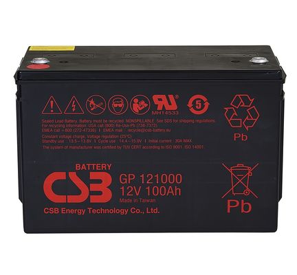 Аккумулятор CSB GP121000 12V 100Ah Высокопроизводительная перезаряжаемая аккумулятор свинцовой кислоты без обслуживания 12V 100Ah