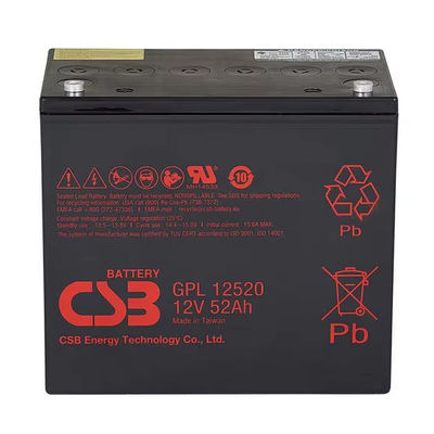 Аккумулятор CSB GPL12520 12V 52Ah Склеенный свинцово-кислотный аккумулятор Долговечный аккумулятор для UPS