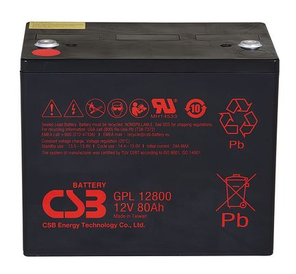 Аккумулятор CSB GPL12800 12V 80Ah Долговечный без обслуживания перезаряжаемый VRLA CSB Свинцово-кислотный аккумулятор для UPS